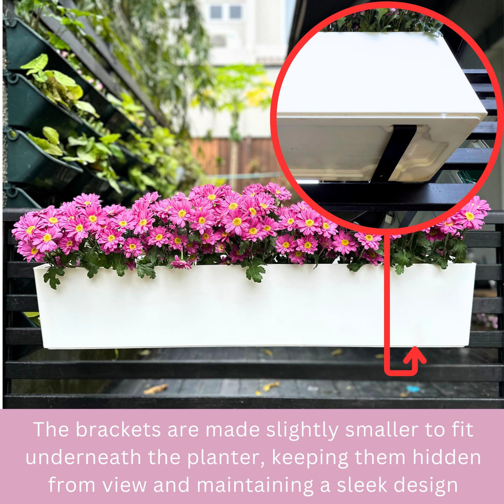LaLaGreen Railing Planters for Outdoor (2 Pack, 40") White Rectangular Pots