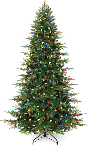 Artificial Pre-lit Aspen Christmas Tree, Multicolored Twinkling C7 LED Lights, Slim Premium Lighted Realistic