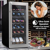 18 Bottle Wine Fridge | Dual Zone Wine Chiller | Adjustable Temperature 41°F to 
