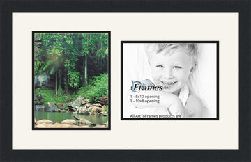 Collage Photo Frame Double Mat with 2-8x10 Openings and Satin Black Frame