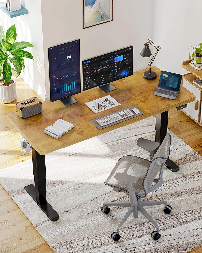 71x35 Inch 3-Stage Legs Electric Standing Desk, Large Height Adjustable Office Desk with Brushless Motor, Stand Up Desk
