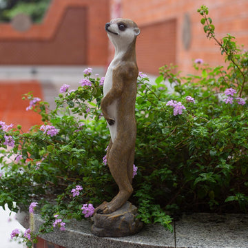 19.2 Inch Height,Outdoor Meerkat Sculpture Garden Decoration Standing Outdoor Sculpture, Weather-Resistant Resin