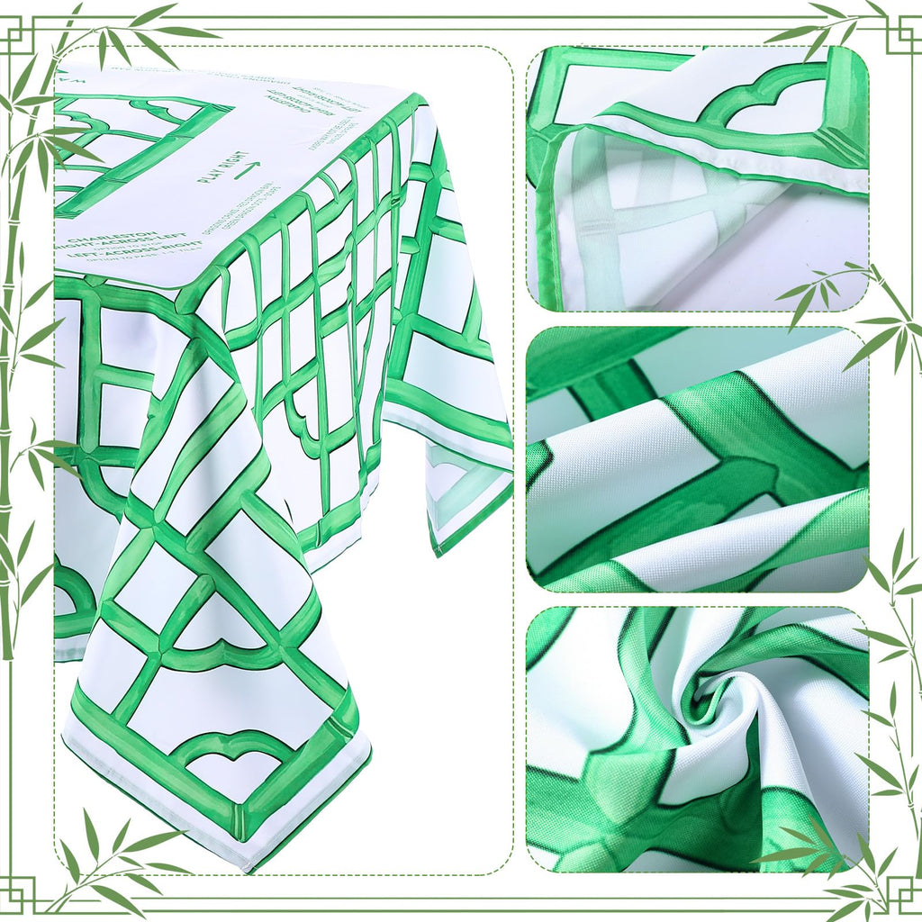 Green Chinoiserie Mahjong Tablecloth, 55 x 55 Inch