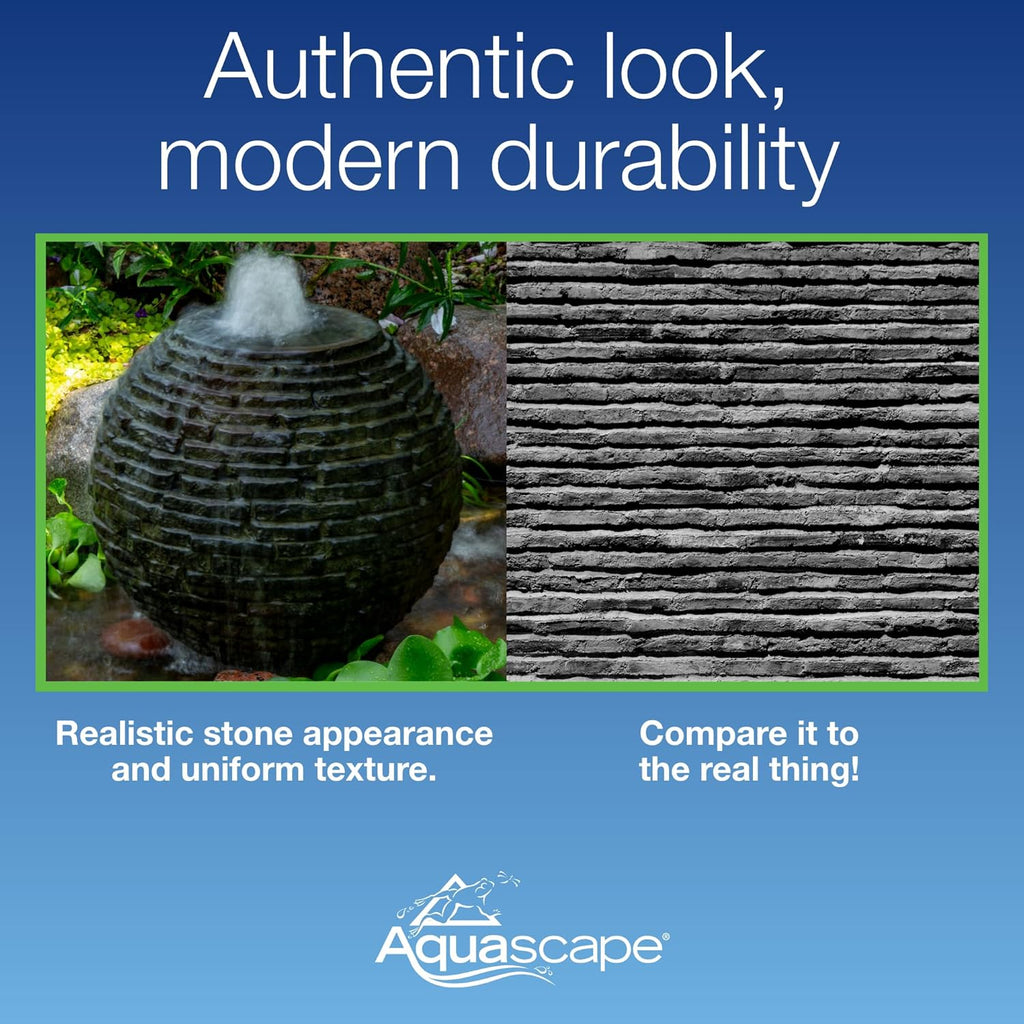 Stacked Slate Sphere Fountain, 18 Inch Diameter 46 cm, Lightweight Fiber-Resin Composite Decorative Water Feature