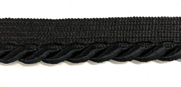 Large Twisted Cord w/Lip Piping Trimming - 6 Yards - Many Colors! (Black)