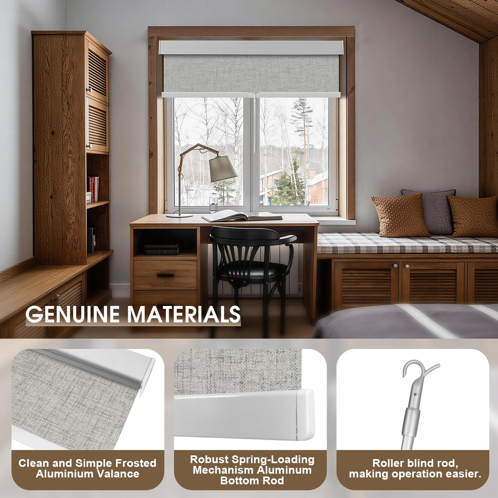 Cordless Blackout Roller Shades, 99% Light Blocking Blinds, Thermal Insulated Pull Down Window Shades Home