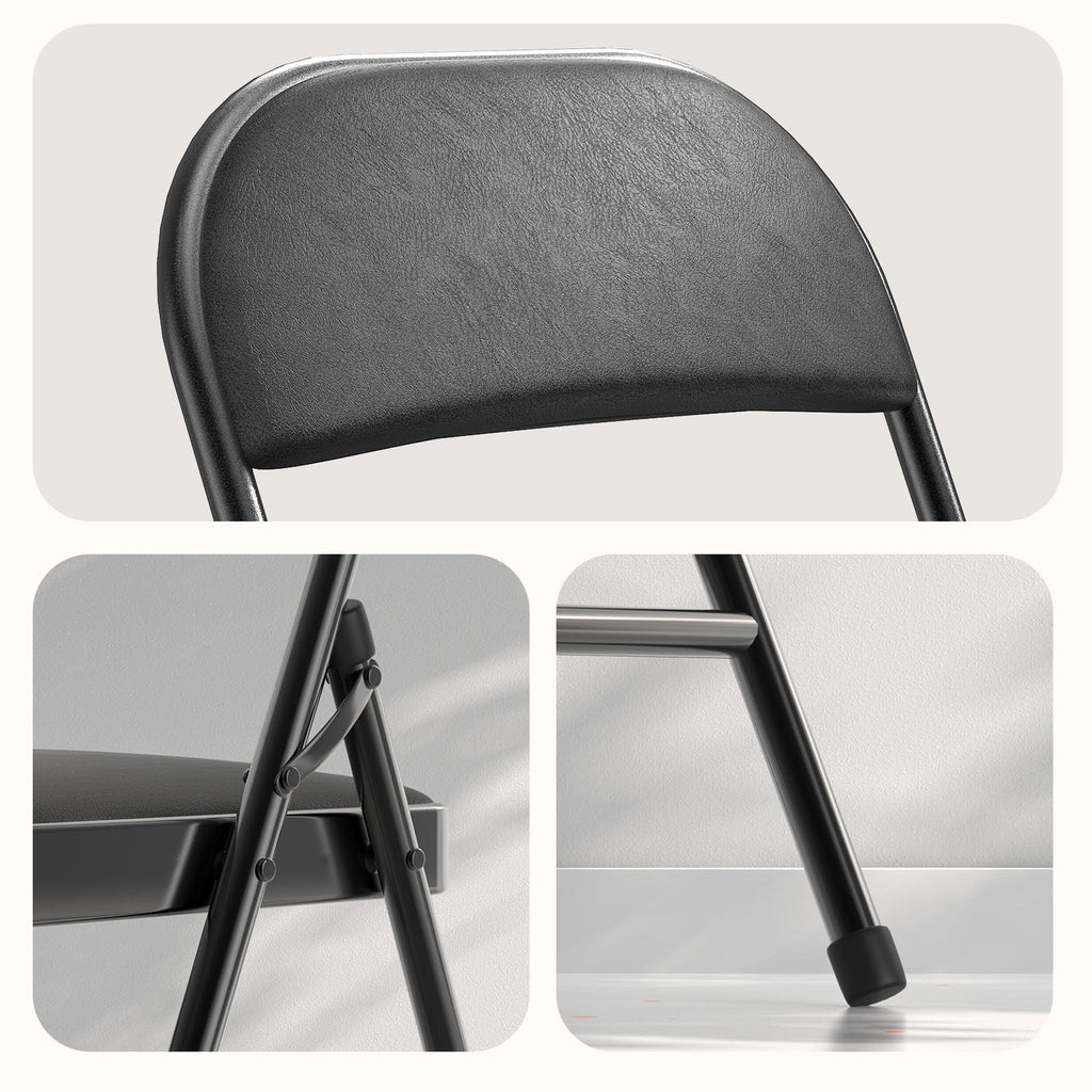 Folding Chairs with Padded Vinyl Cushion Chairs with Comfortable Cushion and Durable Steel Frame, for Indoor and