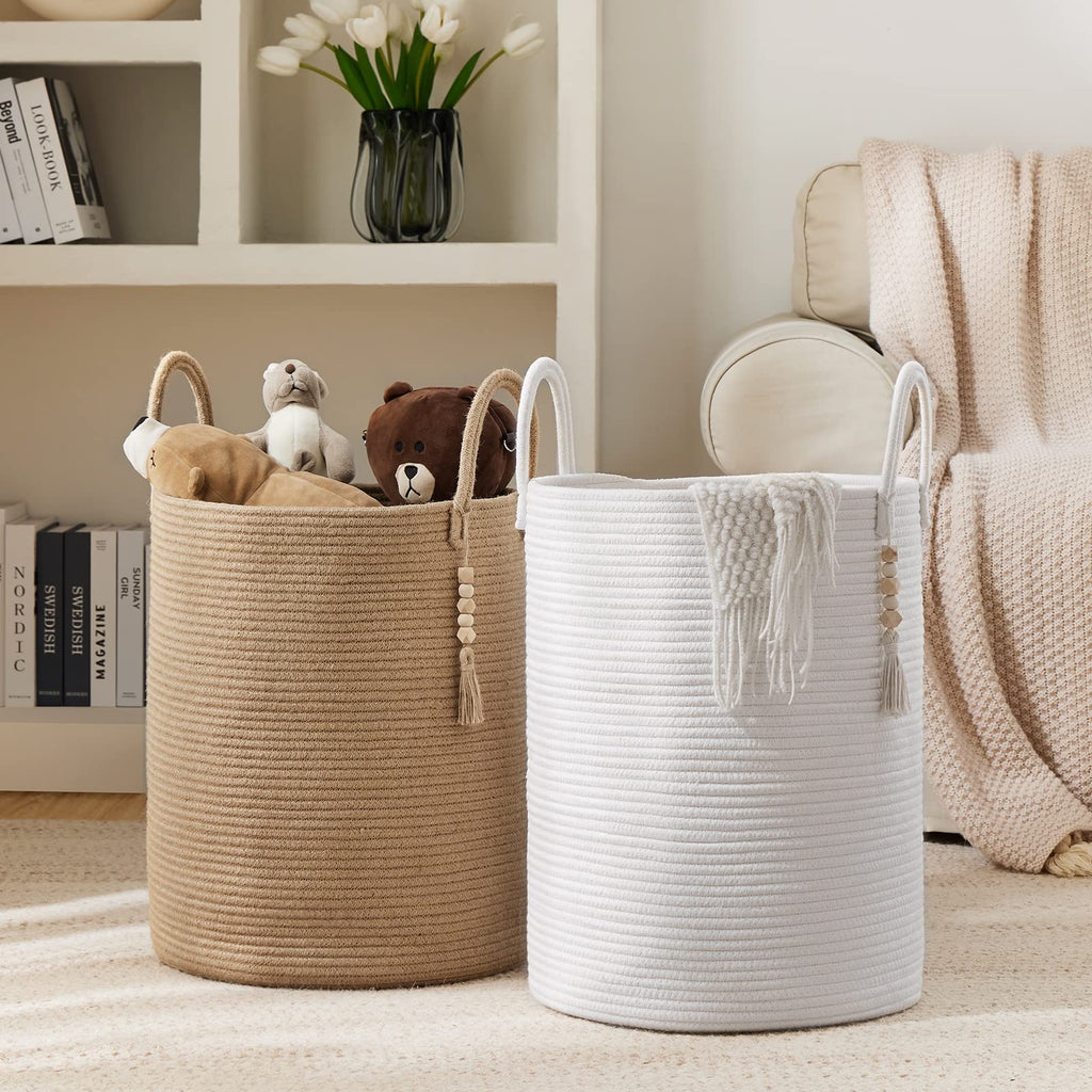 72L Tall Cotton Rope Laundry Hamper Basket