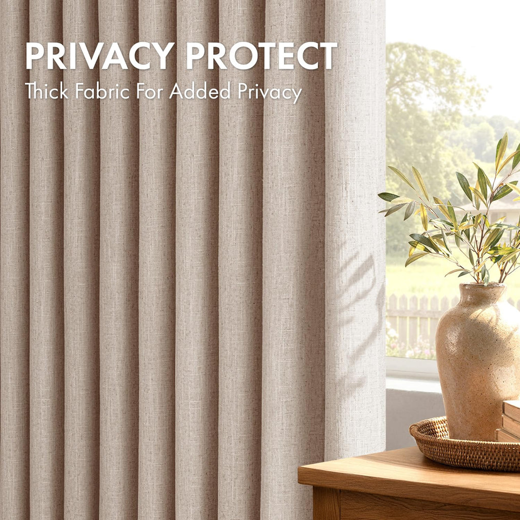 4 Panels Set Pinch Pleated Linen Curtains 96 Inches Long Taupe