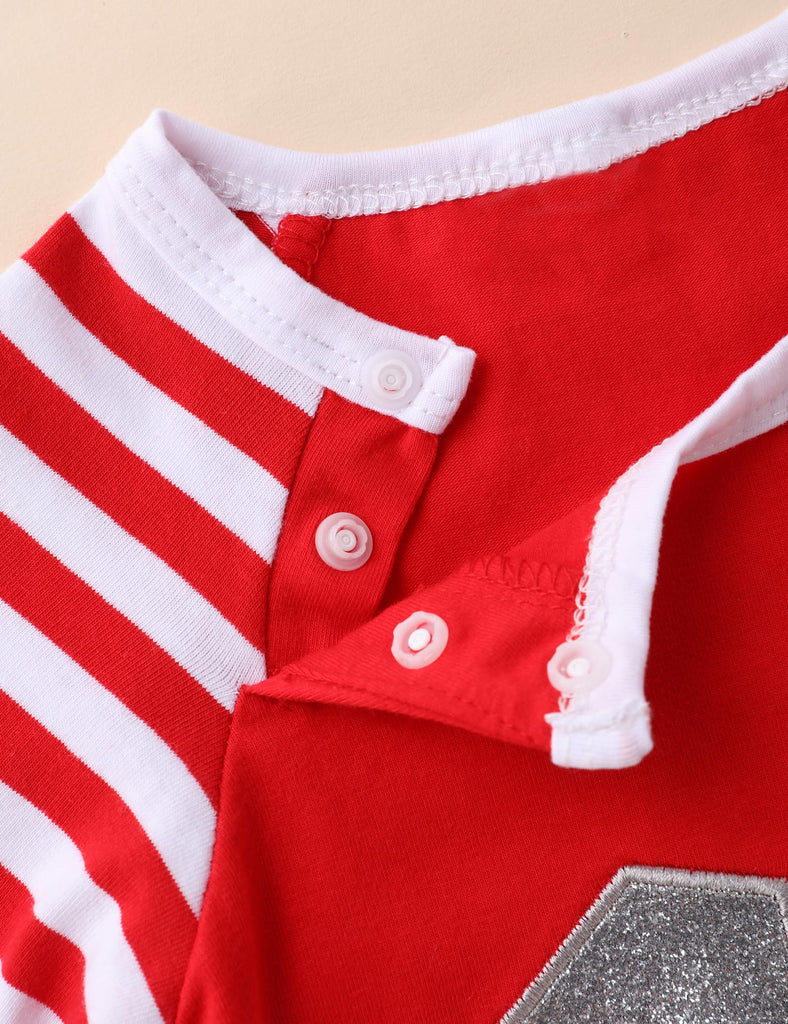 First Christmas Baby Boy Santa Claus Outfits Striped Long Sleeves Romper with Santa Hat 2PCS Outfits Christmas 6-9