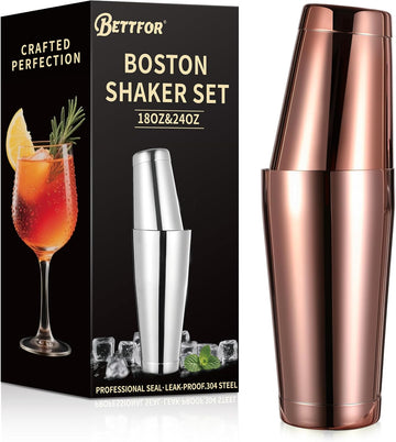 Boston Shaker Set, 18oz & 28oz 2-Piece Tins, Professional 304 Stainless Steel Cocktail Shaker with Leak-Proof - Set of 2