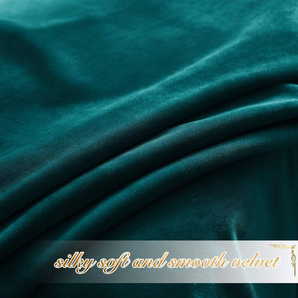 Teal Velvet Curtains 108 inches Long 52 Wide, Classic Heat & Light Reducing Home Theater Rod Pocket Green Drapes for