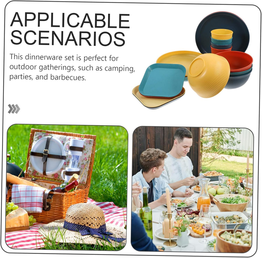 Unbreakable Dinnerware Set 16 Piece PP Plates Bowls Cups for Xmas
