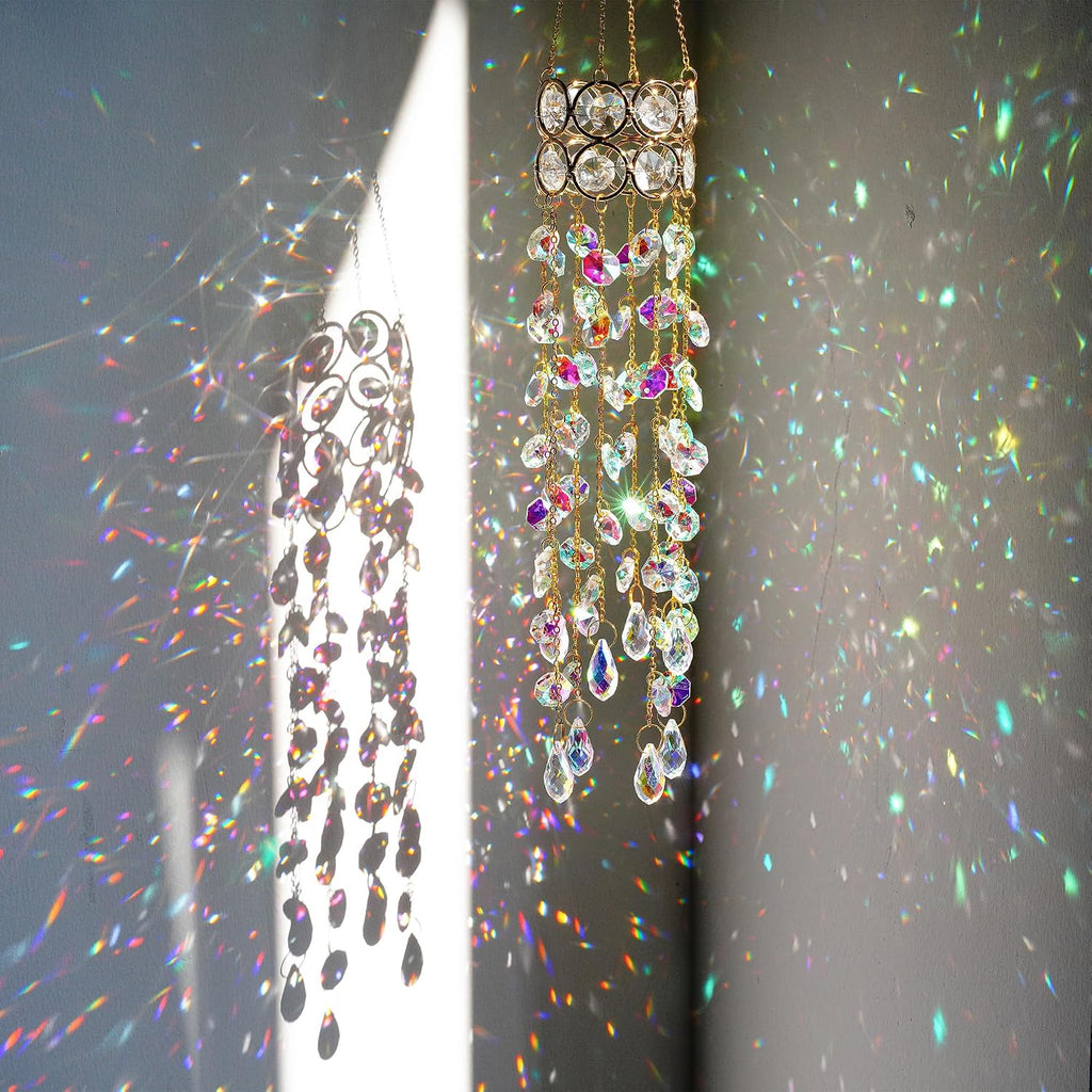 2 Pack Crystal Suncatchers for Window Hanging Rainbow Makers,17inch - Crystal Prisms Sun Catcher Indoor Window