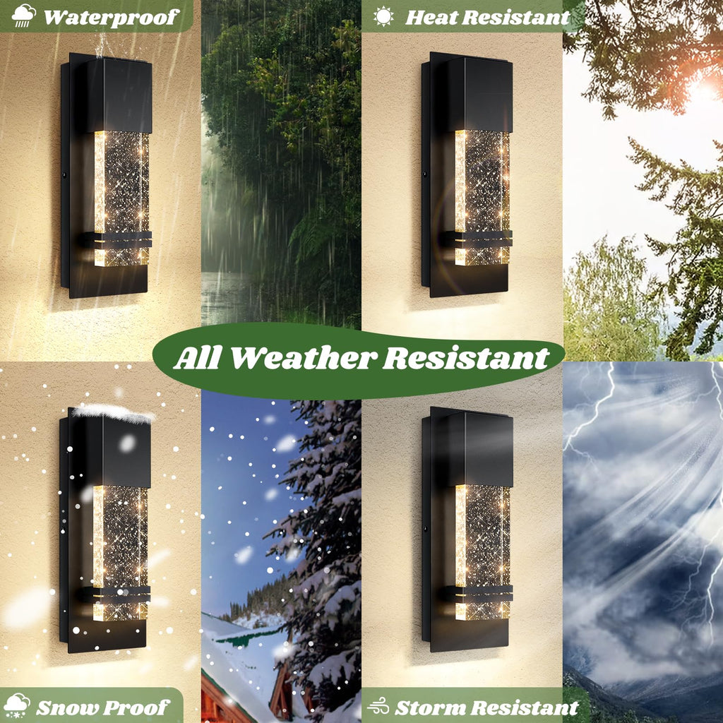 Outdoor Wall Light Fixtures with Crystal Bubble Glass, 10W 3000K