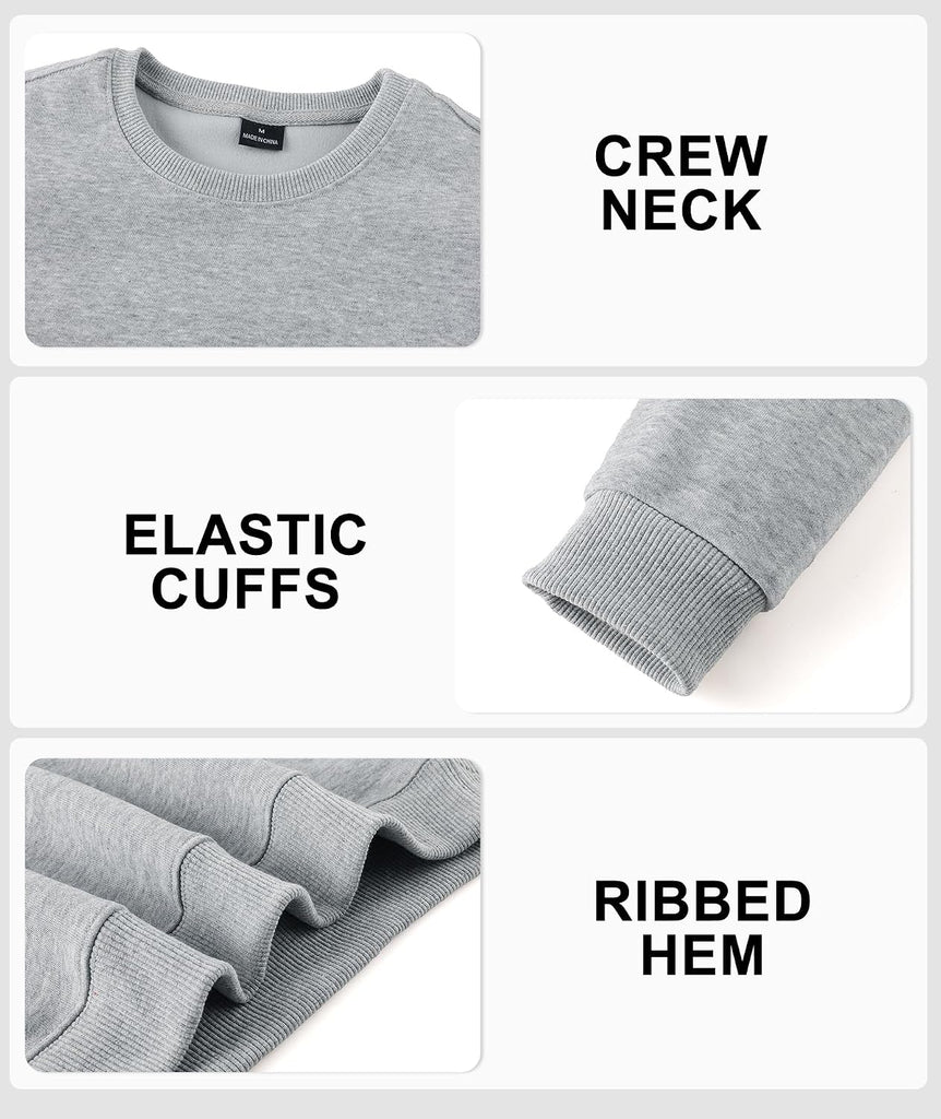 3 Pack Boys Long Sleeve Shirts Cotton Crewneck Sweatshirts Soft Pullover Tops for Kids