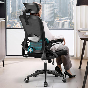 Ergonomic,Mesh with Lumbar Support,High Back Desk Chair with Flip-up Arms,400 lbs Big and Tall Computer Chair with