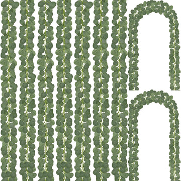 Eucalyptus Garland, Artificial Greenery Garland Faux Eucalyptus Leaves Table Vines for Wedding Backdrop - Set of 24