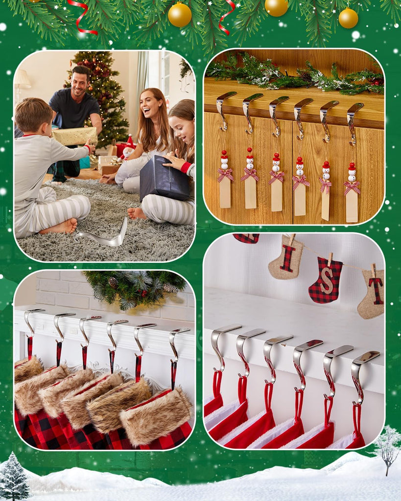 Christmas Stocking Holders for Mantle Set of 6, Metal Fireplace Stocking Hangers, Anti-rust Non-slip Non-tarnish