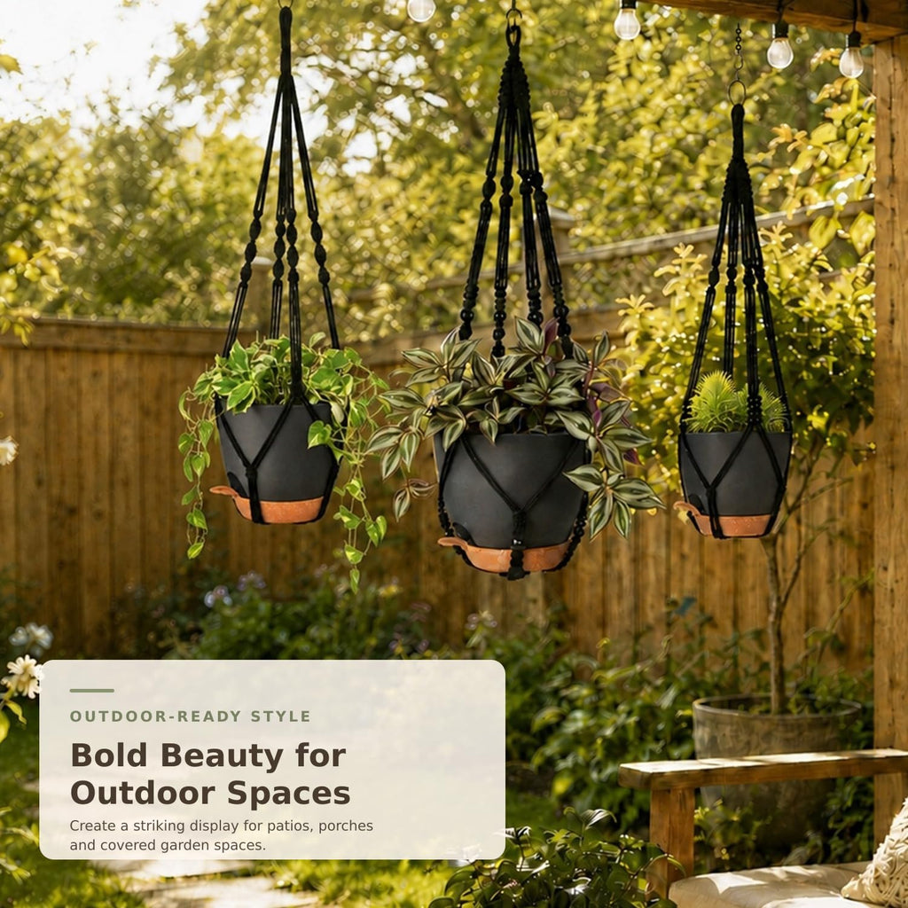 3 Pack Self Watering Hanging Planters Macrame Plant Hangers with Indoor Flower Pots, 3 Different Size Hanging Basket