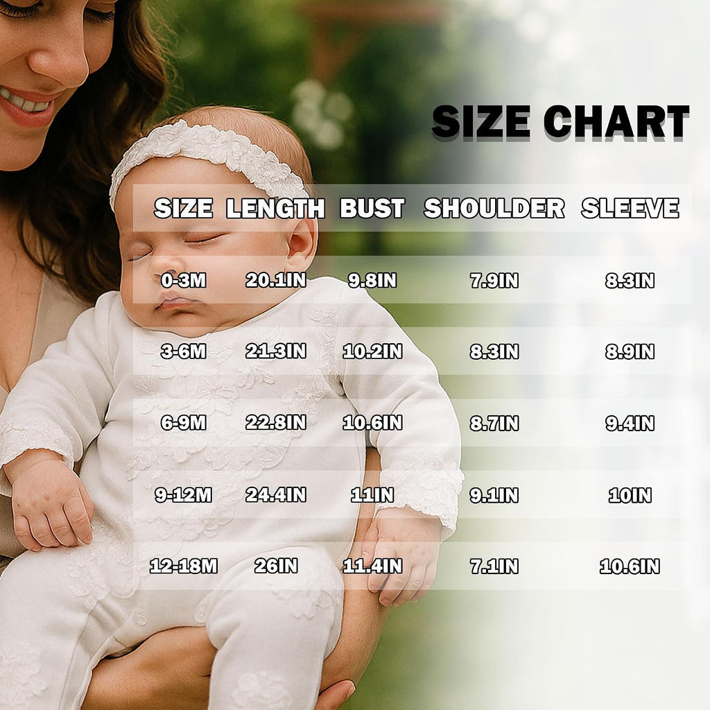 Newborn Baby Girls Embroidery Romper Baptism Bodysuit
