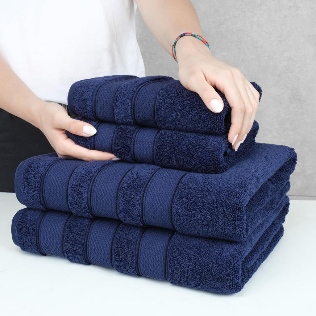 Soft Linen Salem Turkish Bath Towel Set, 100% Cotton 600 GSM 6 Piece Towels , 2 Bath Towels 2 Hand Towels 2
