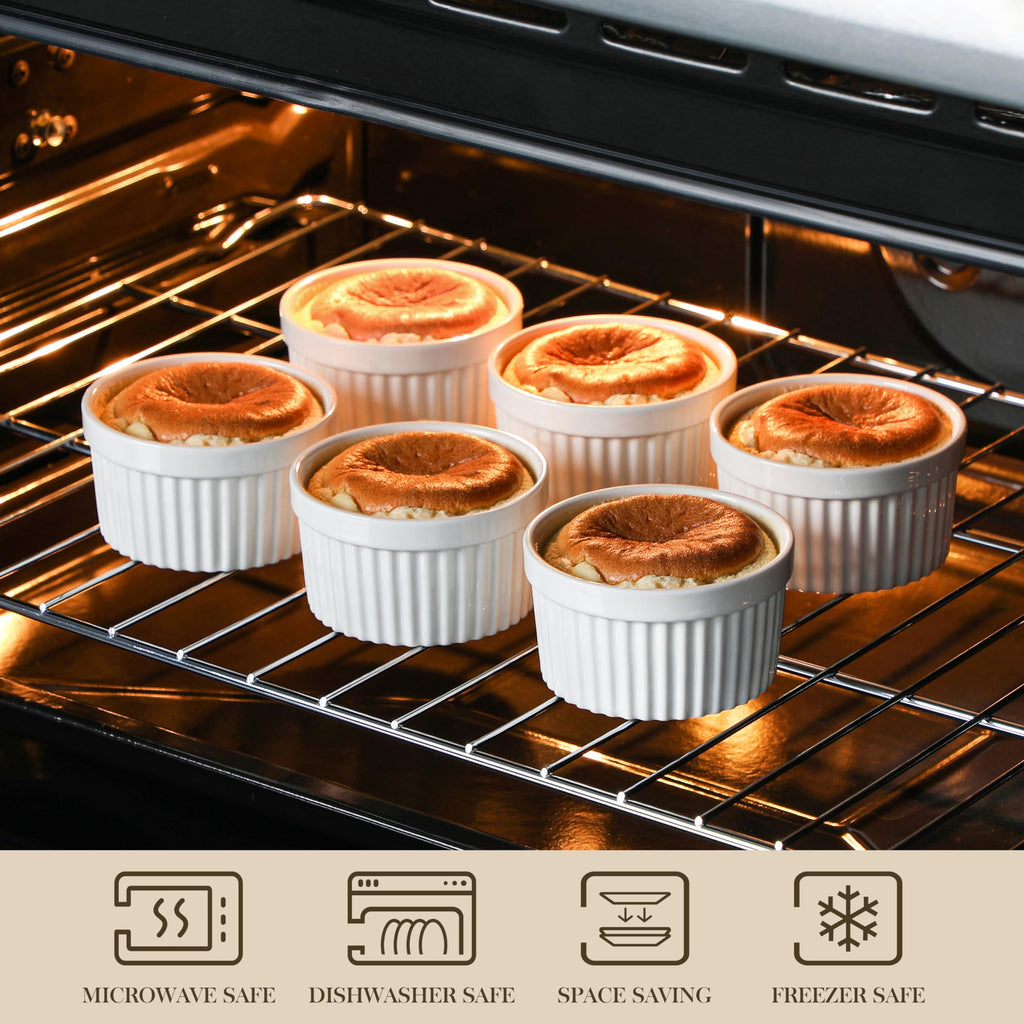 8 oz Oven Safe, Porcelain, Set of 6, White