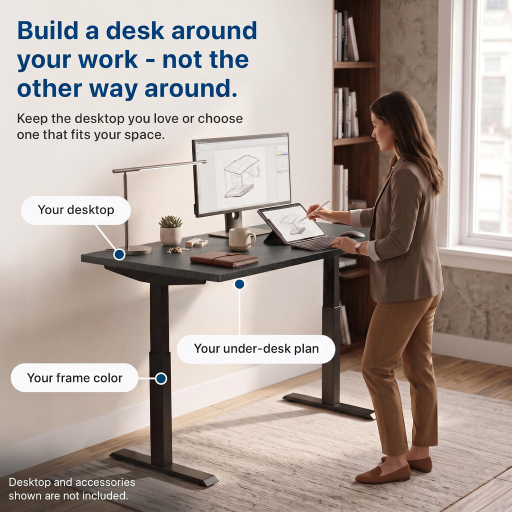 Electric Dual Motor Standing Desk Frame 2-Stage (Black)
