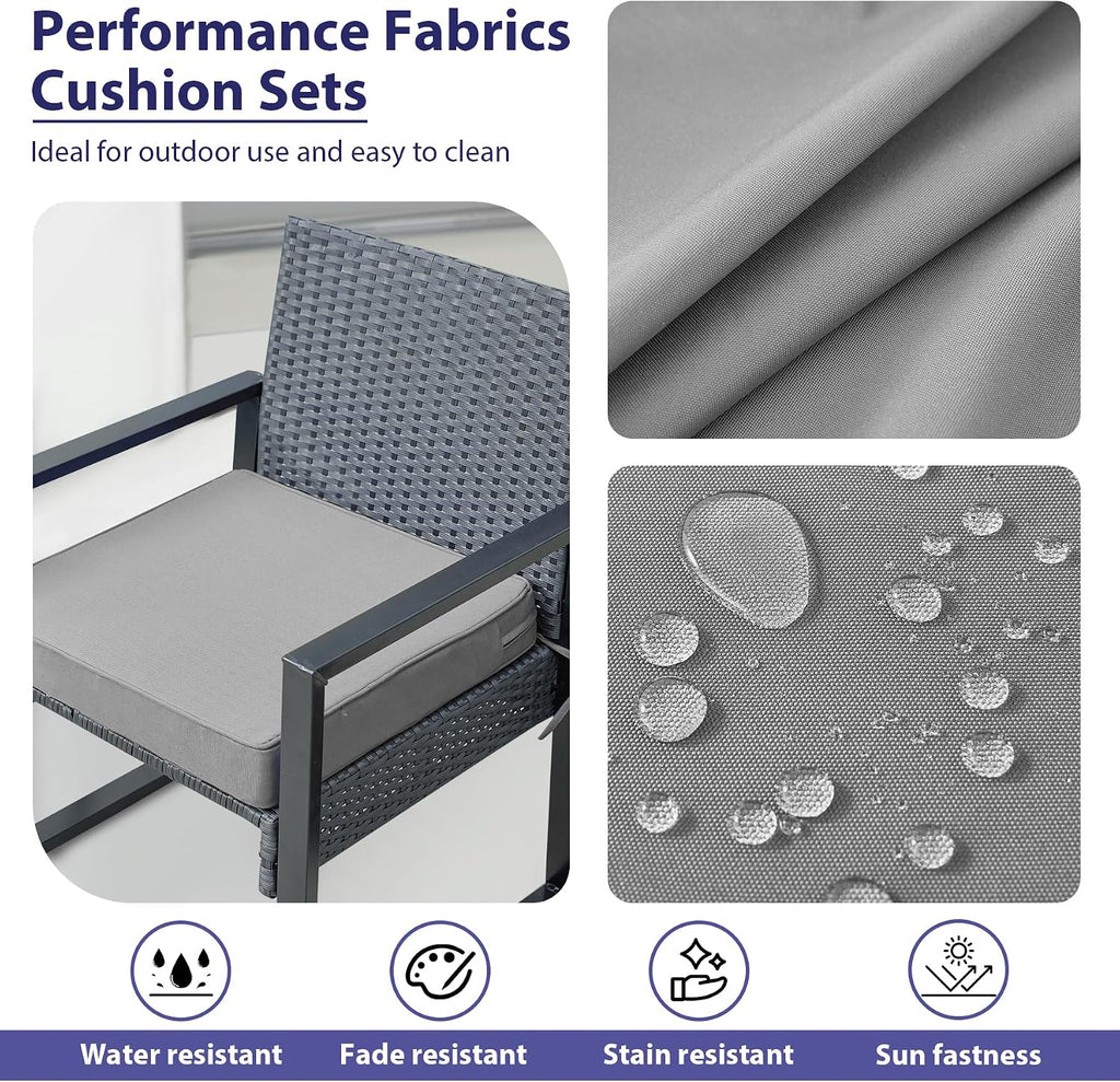 Outdoor Chair Cushions Set of 4 -Waterproof Outdoor Seat Cushions Furniture, Patio Chair Cushion with Handle and