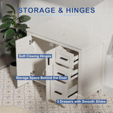 36" Modern Freestanding Bathroom Vanity with Sink - Grooved Cabinet with Soft-Close Doors & Drawers