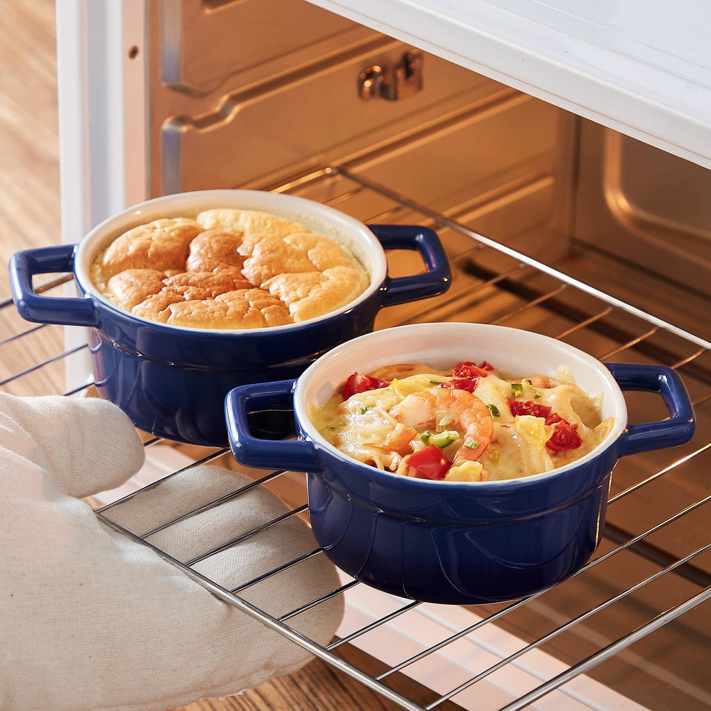 Mini Cocotte 12oz Ceramic Casserole Dish Set with Lid, Blue