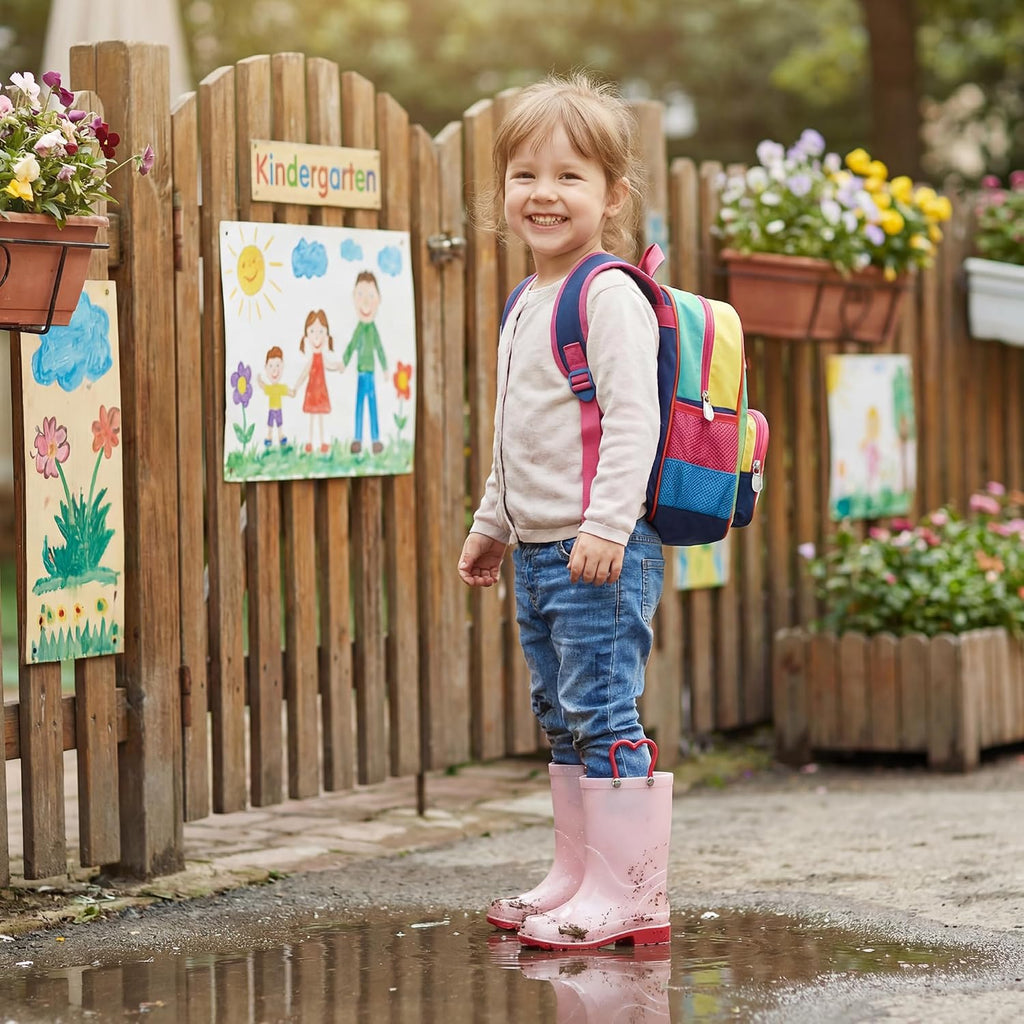 Girls Rain Boots with Easy-On Handles Kids Boys Boots