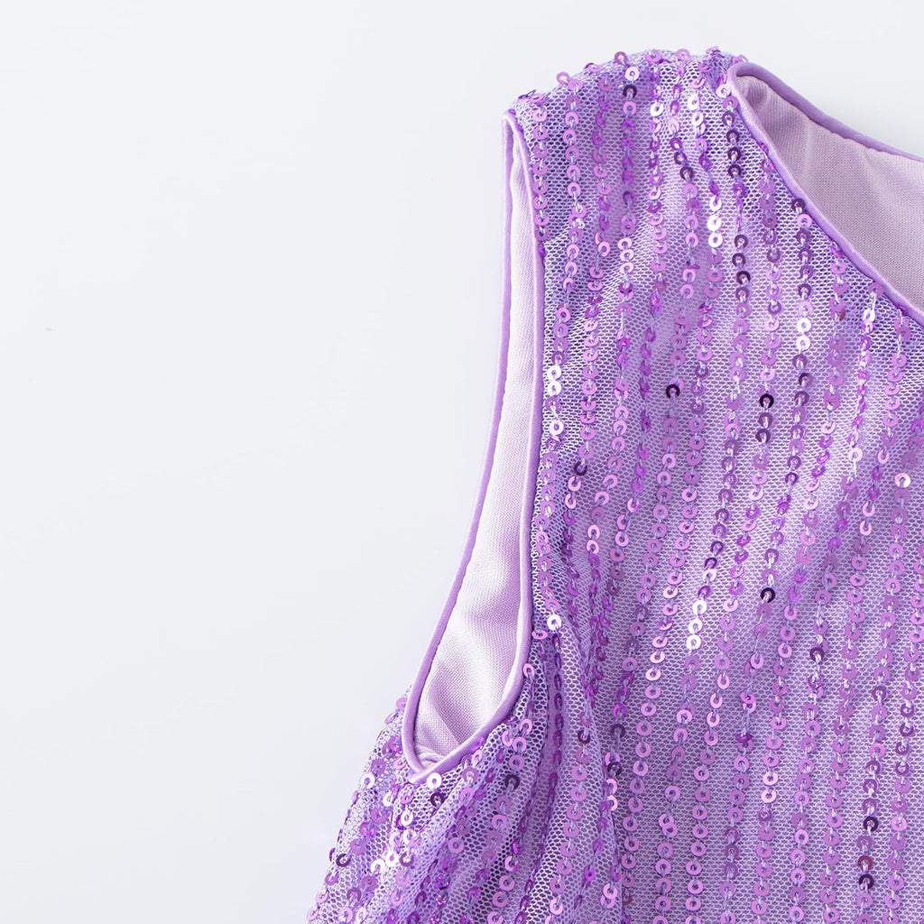 Toddler Girls Sequin Sleeveless A Line Party Sparkly Gown Mesh Dress
