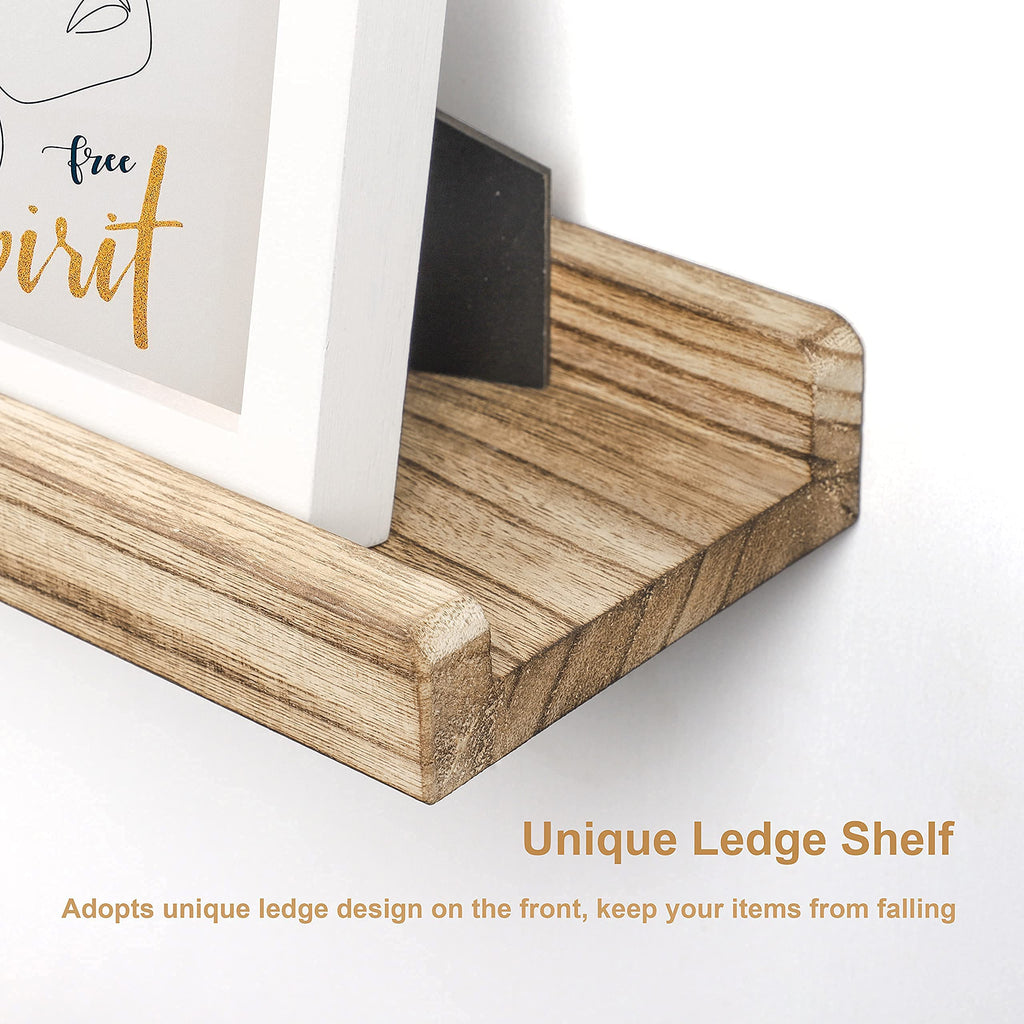 Floating Shelves for Wall, 16.9 inch Wood Wall Shelves with Ledge, Floating Shelf Picture Ledge Set of 3 Bedroom