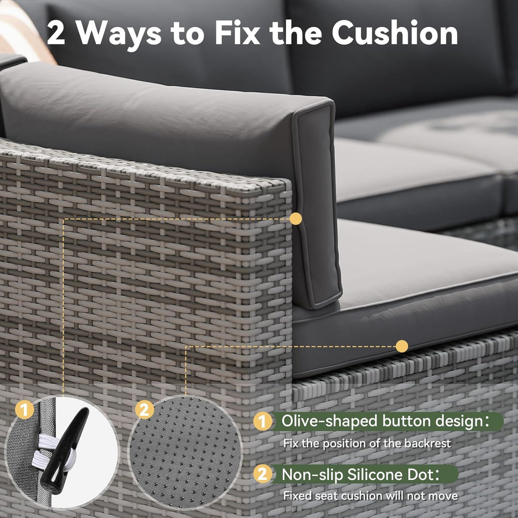Replacement Cushions for Outdoor Furniture, 14-Piece Outdoor Cushions Furniture, Deep Seat, Splash-Proof & Fade