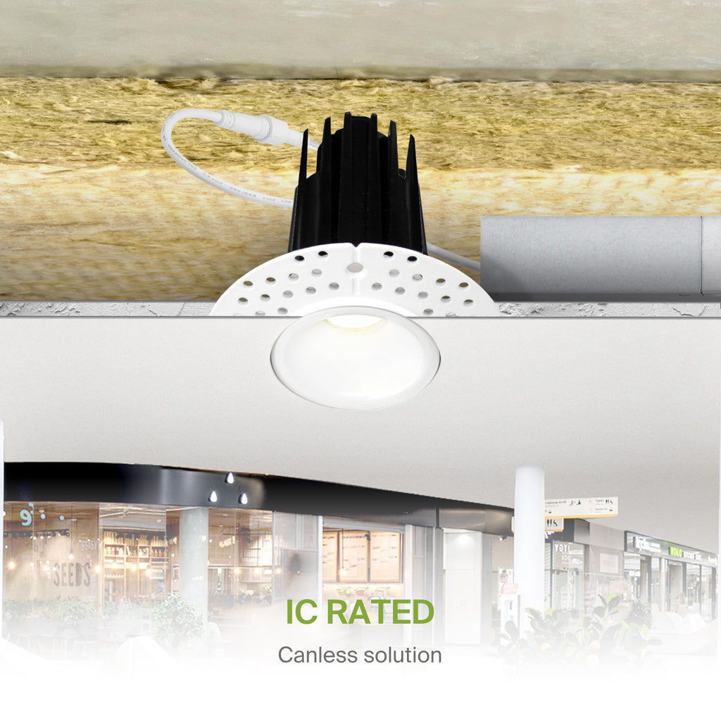 1 Inch Trimless LED Recessed Ceiling Light Fixture, Mud-in Canless Downlight with Junction Box, 5CCT Selectable