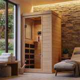 Garvee Far Infrared Sauna 1 Person Indoor Dry Sauna with Low EMF 1200W/110V Heaters Panels, Chromotherapy, MP3 Speaker