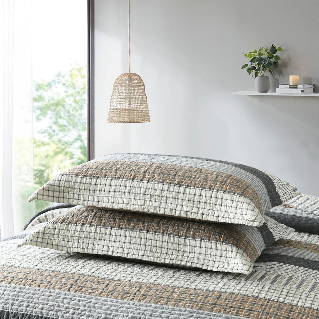 100% Cotton Quilt Set Quilt Bedding Set Bedspreads, Farmhouse Striped Coverlet, Lightweight