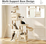 Cat Tree, 72.4-Inch Anti-Tip Cat Tower for Large Cats, All-in-One Cat Furniture with Spacious Perches