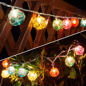 Tiki Lights Nautical Fishing Float Buoy String Lights, 9.8FT 10 Multicolor Mini Lantern Buoy Lights Plug in, UL