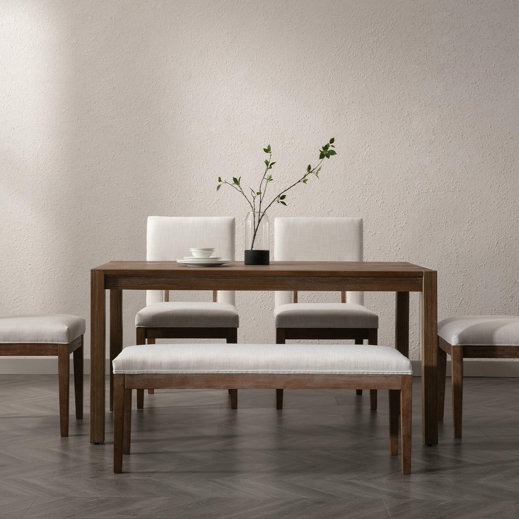 Linen Dining Bench Upholstered Entryway Bench Farmhouse Shoe Bench Seat Ottoman Living Room Bedroom End of Bed Dining