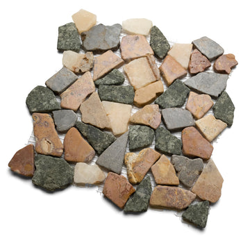 CNK Glazed Autumn Stone Pebble Tile - 12" x 12" Unpolished Natural Stone Backsplash, and Outdoor Flooring | Durable