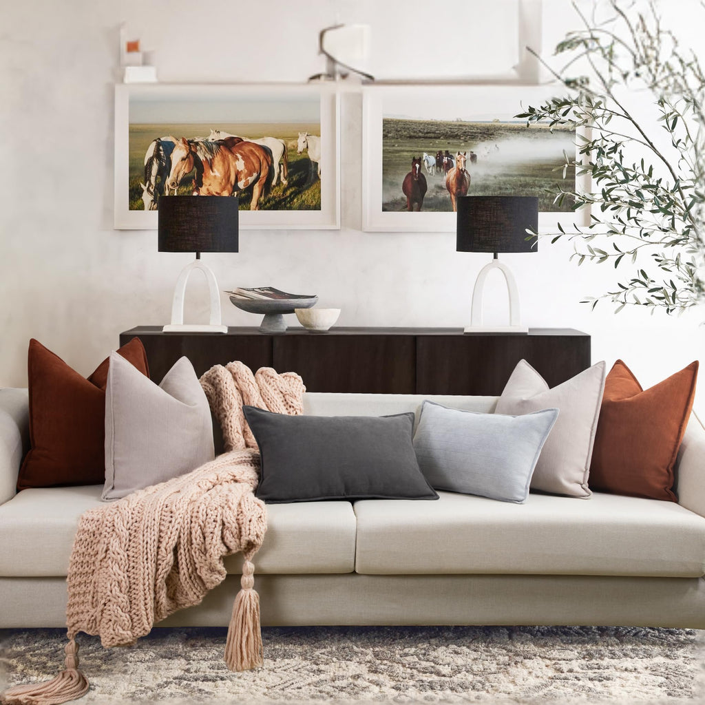Throw Rust Pillow Covers 22x22 Set of 2 Chenille Fall Pillow Covers with Elegant Design Soft and Luxurious Decorative