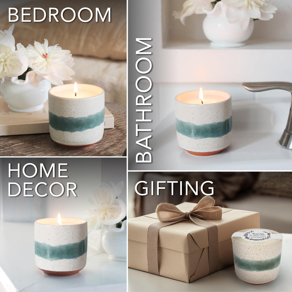 Mint & Eucalyptus Scented, 8.5oz Ceramic Pot, Aromatherapy Candles, 100% Soy, Edith