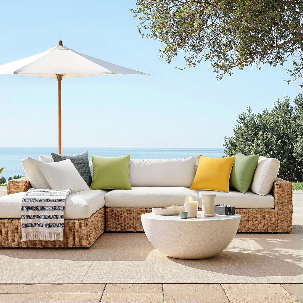 Outdoor Waterproof Pillow Covers 16x16 Yellow Pack of 2