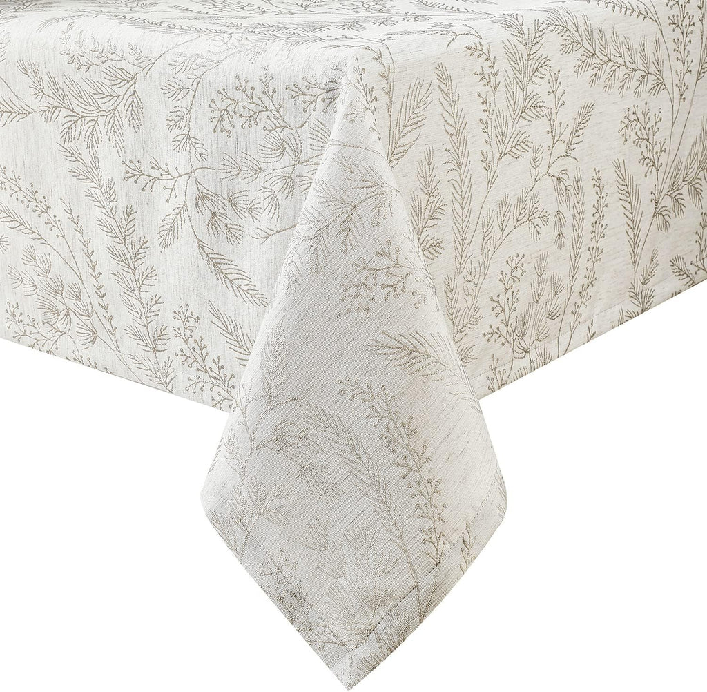 Elegant Damask Tablecloth for 8 Foot Large Rectangle Tables, Wrinkle and Stain Resistant Washable Fl