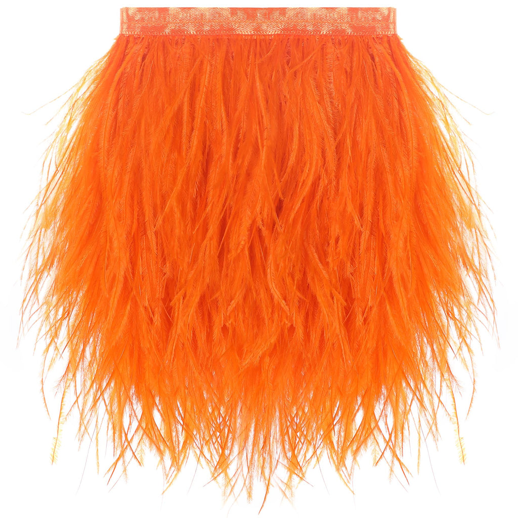 Orange Ostrich Feather Trim, 4 Inch 2 Yards