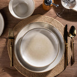 Ceramic Dinnerware Sets for 4, 12 Pieces Handpainted Stoneware Plates and Bowls Set, Scratch Resistant Dishes Set