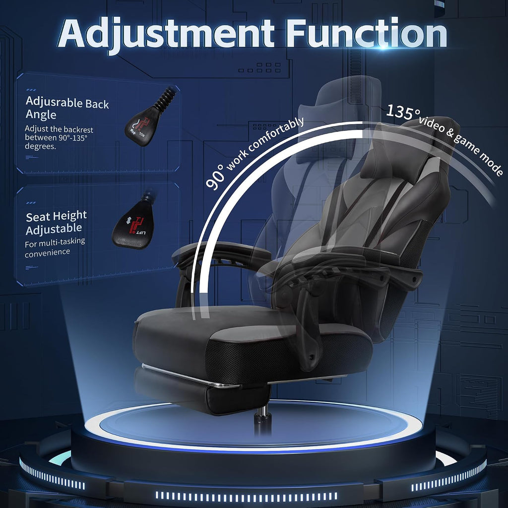 Gaming Chairs for Adults, Computer Chair with Footrest and High Back, Big and Tall Gamer Chair's with Massage Lumbar