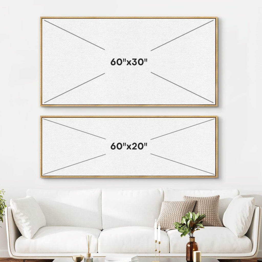 Large Framed Canvas Print Wall Art Monochrome Bull Illustrations Modern Art Relax/Calm Warm - 60"x20"